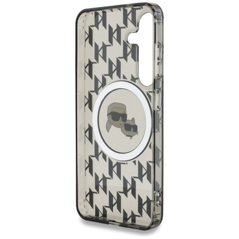 Etui Karl Lagerfeld Button Karl&Choupette Heads On KL Pattern MagSafe do Samsung Galaxy S25 czarny
