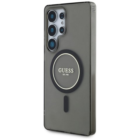 Etui Guess Glitter Circle Classic Logo MagSafe do Samsung Galaxy S25 Ultra czarny