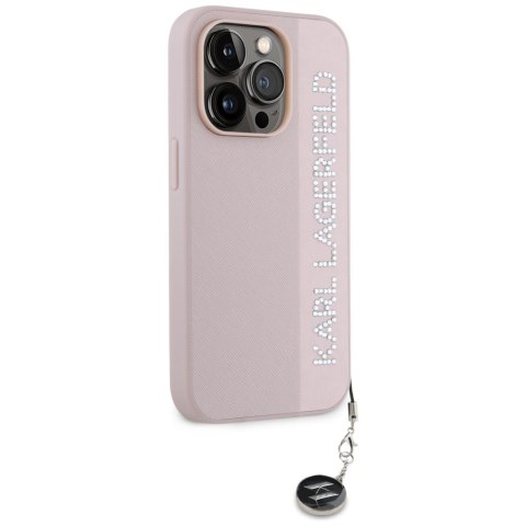 Karl Lagerfeld KLHCP15LPSAKDGCP iPhone 15 Pro 6.1" różowy/pink hardcase Saffiano Rhinestones & Charm