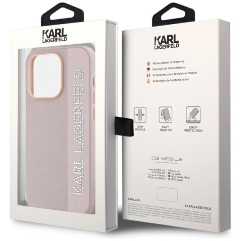 Karl Lagerfeld KLHCP15LPSAKDGCP iPhone 15 Pro 6.1" różowy/pink hardcase Saffiano Rhinestones & Charm