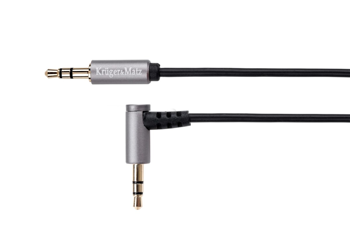Kabel wtyk kątowy - wtyk prosty jack 3.5 stereo 1.0m Kruger&Matz KM0312