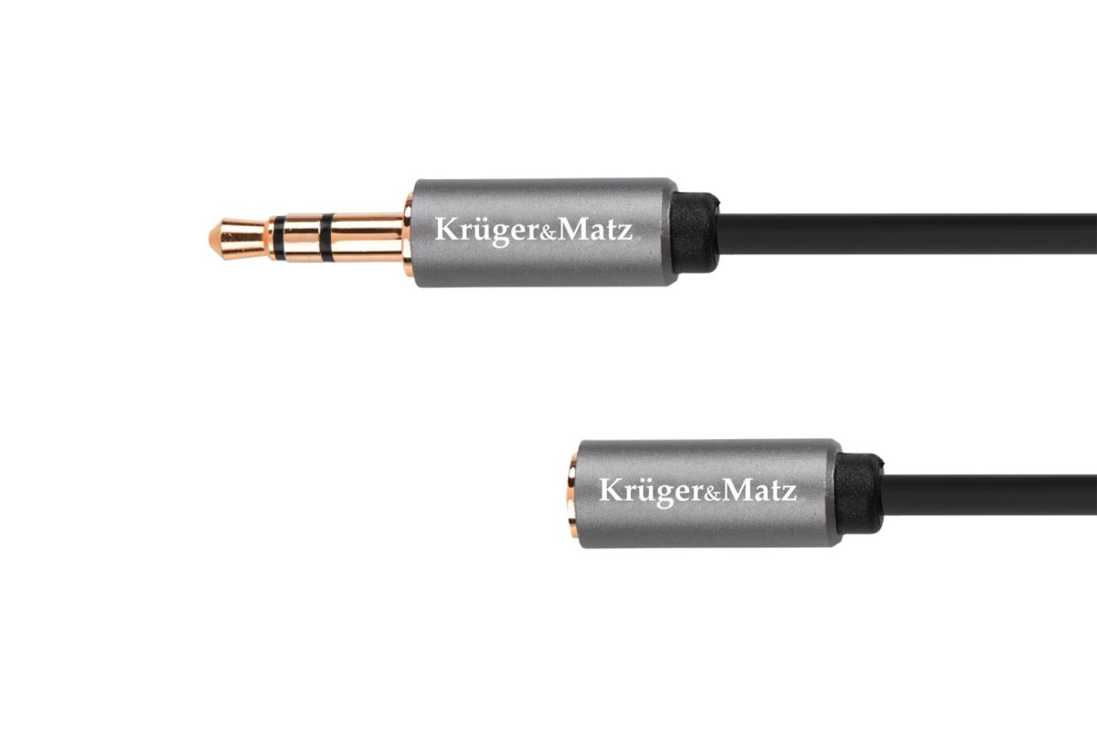 Kabel jack 3.5 wtyk stereo - 3.5 gniazdo stereo 1m Kruger&Matz Basic KM1229
