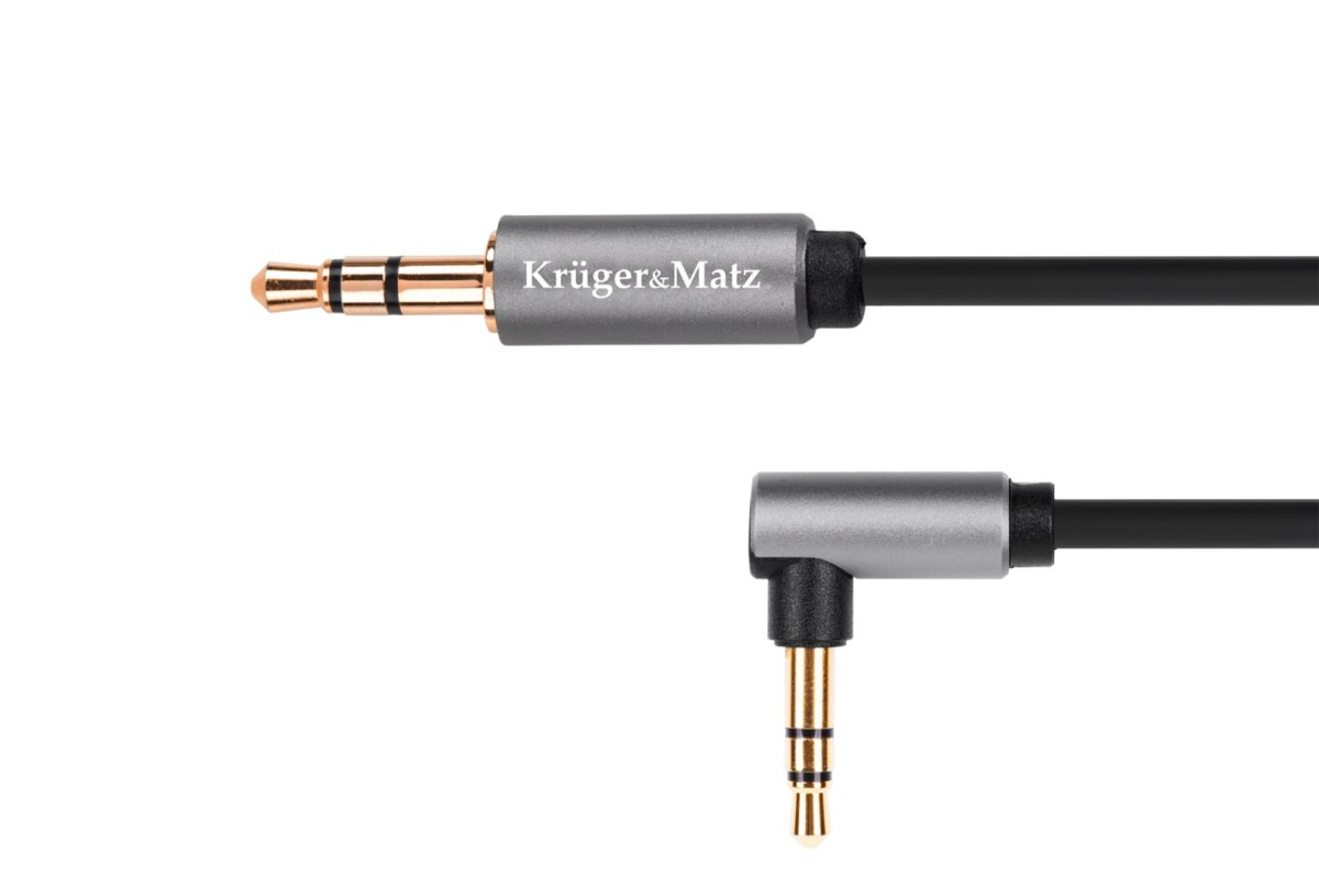 Kabel jack 3.5 wtyk stereo - 3.5 wtyk kątowy stereo 1m Kruger&Matz Basic KM1232