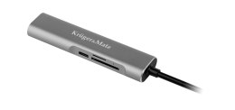 KM0390 Adapter HUB USB typu C na HDMI/USB3.0/SD/MicroSD/C port