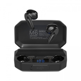 KMPM6-B Bezprzewodowe słuchawki douszne z power bankiem Kruger&Matz M6 - kolor czarny