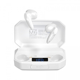 KMPM6-W Bezprzewodowe słuchawki douszne z power bankiem Kruger&Matz M6 - kolor biały