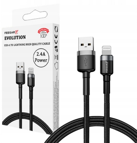 Feegar Kabel USB Lightning do iPhone przewód nylon