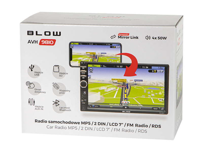 Radio 2DIN BLOW AVH-9810 LCD 7" Bluetooth SD