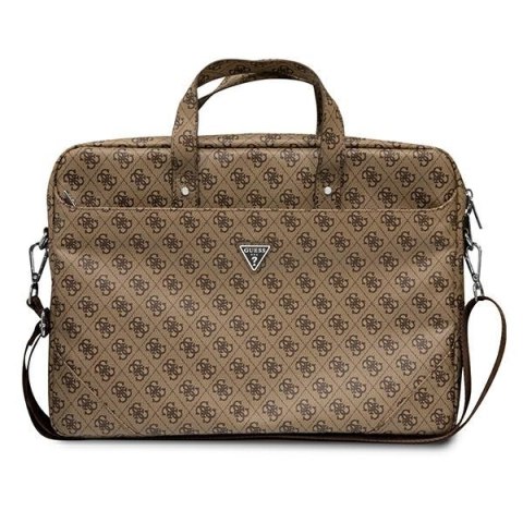 Guess Torba GUCB15P4TW 16" brązowy/ brown Saffiano 4G Triangle Logo