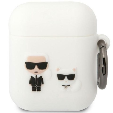 Karl Lagerfeld KLACA2SILKCW AirPods 1/2 cover biały/white Silicone Karl & Choupette