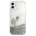 Guess nakładka do iPhone 12 Pro Max 6,7" GUHCP12LGLVSSI srebrna hard case Glitter Vintage Script