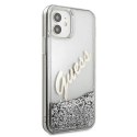 Guess nakładka do iPhone 12 Pro Max 6,7" GUHCP12LGLVSSI srebrna hard case Glitter Vintage Script