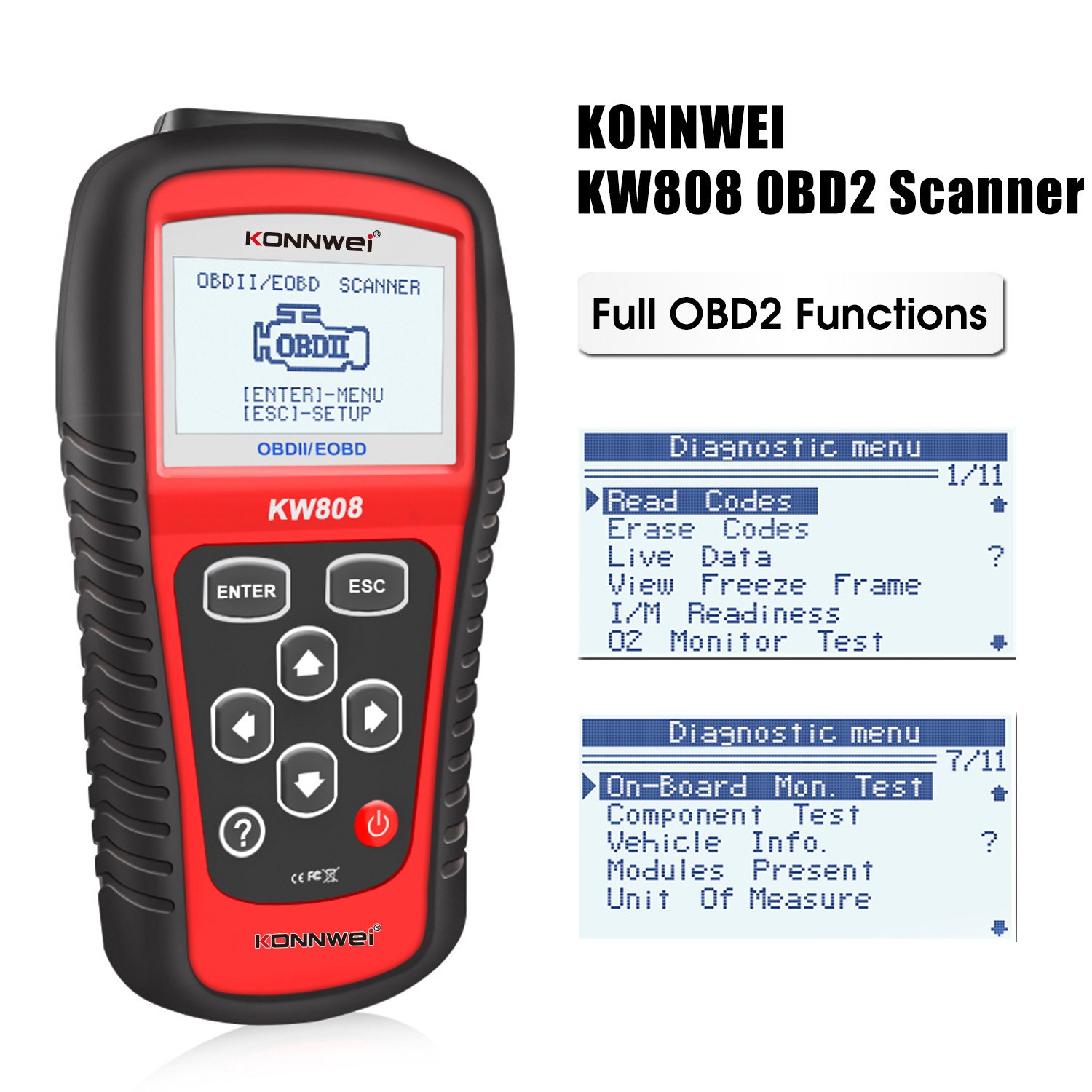 Miernik diagnostyczny, skaner OBD2 Konnwei KW808